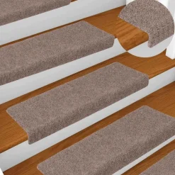 vidaXL Stufenmatten Selbstklebend 15 Stk. 65x21x4 cm Hellbraun Rechteckiger Rand