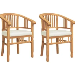 vidaXL Stuhl mit Kissen 2 pcs Braun 63 x 58 x 89 cm Massivholz Teak