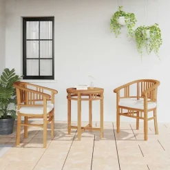 vidaXL Stuhl mit Kissen 2 pcs Braun 63 x 58 x 89 cm Massivholz Teak