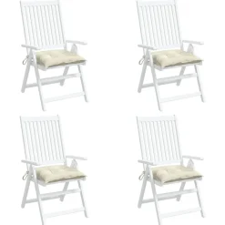 vidaXL Stuhlkissen 4 Stk. Cremeweiß 40x40x7 cm Oxford-Gewebe