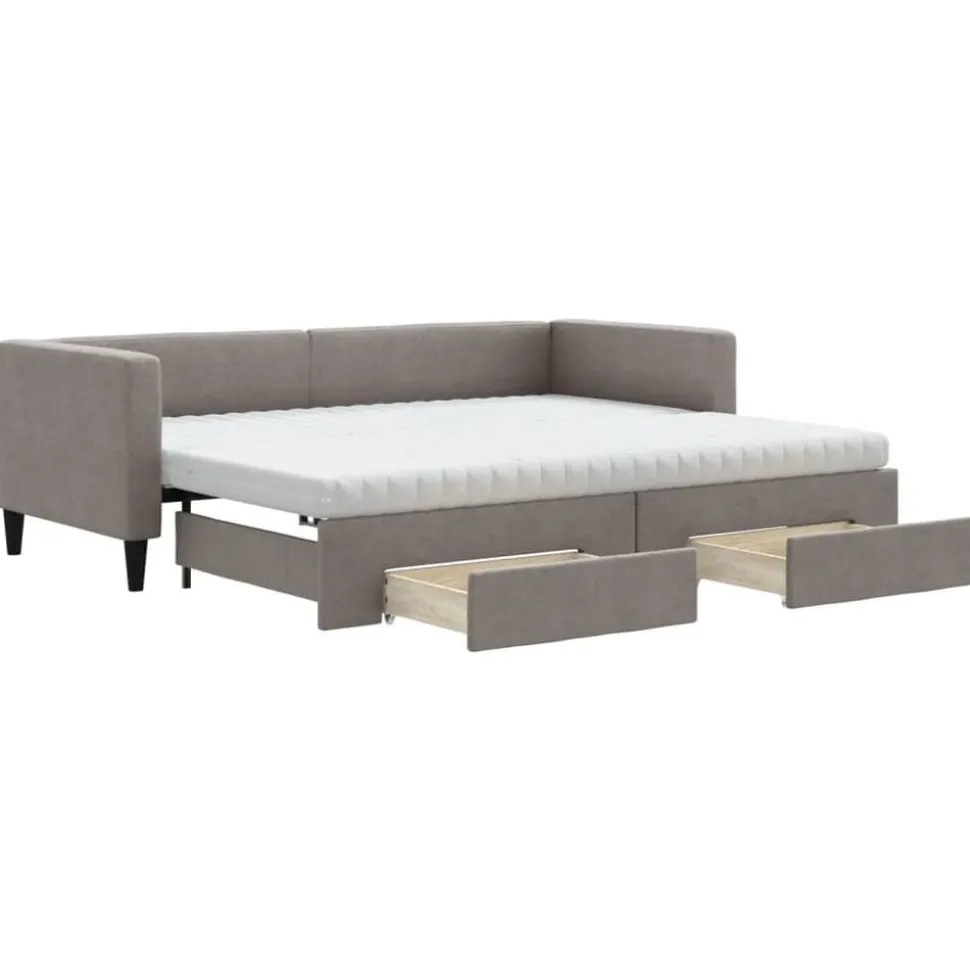 vidaXL Tagesbett Ausziehbar mit Schubladen Taupe 80x200 cm Stoff