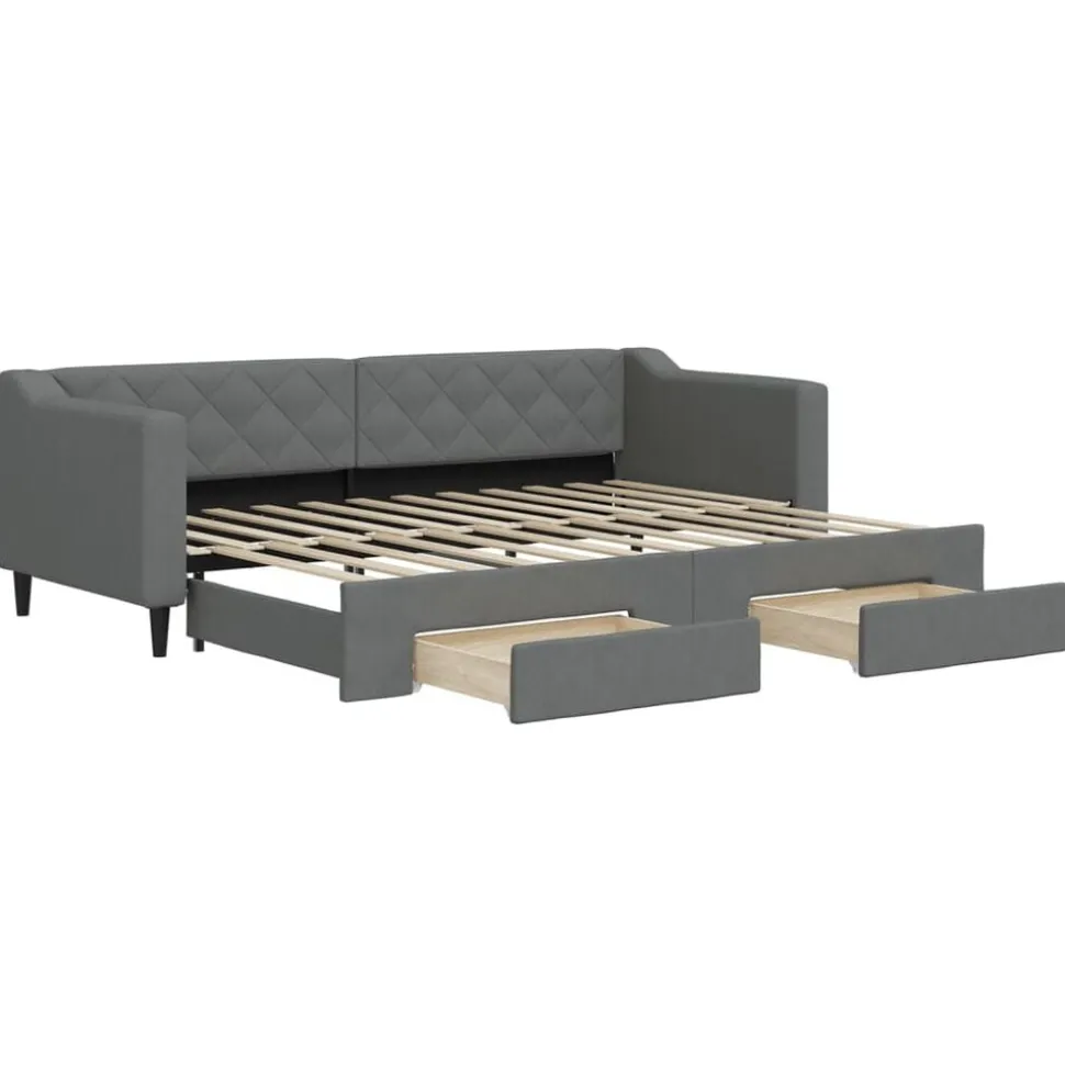 vidaXL Tagesbett Ausziehbar mit Schubladen Dunkelgrau 80x200 cm Stoff