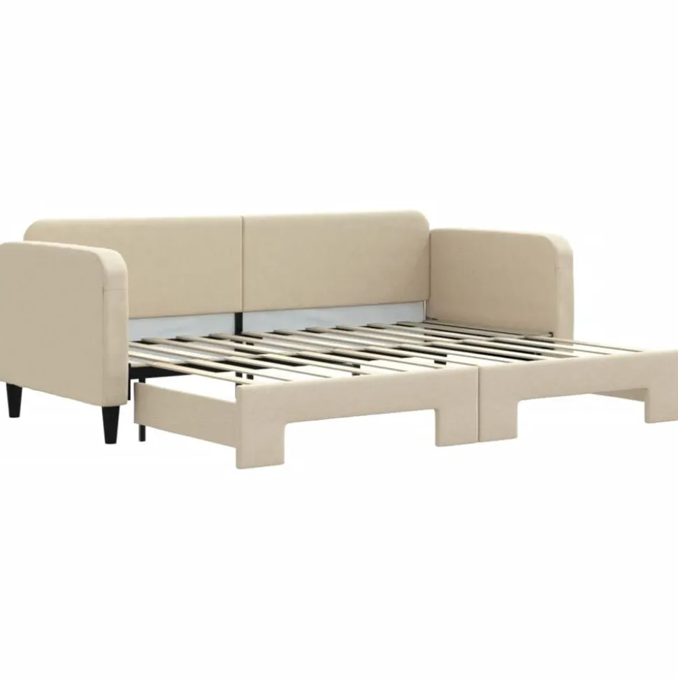 vidaXL Tagesbett Ausziehbar Creme 80x200 cm Stoff