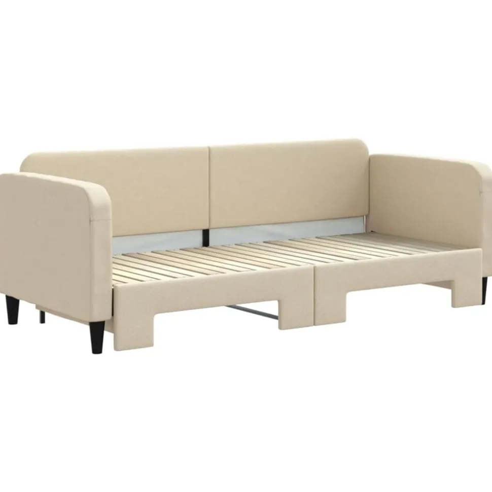 vidaXL Tagesbett Ausziehbar Creme 80x200 cm Stoff