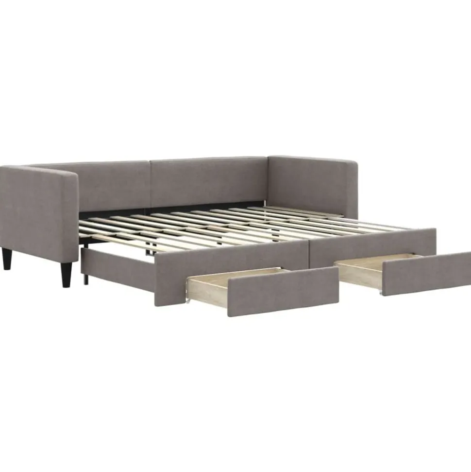 vidaXL Tagesbett Ausziehbar mit Schubladen Taupe 80x200 cm Stoff