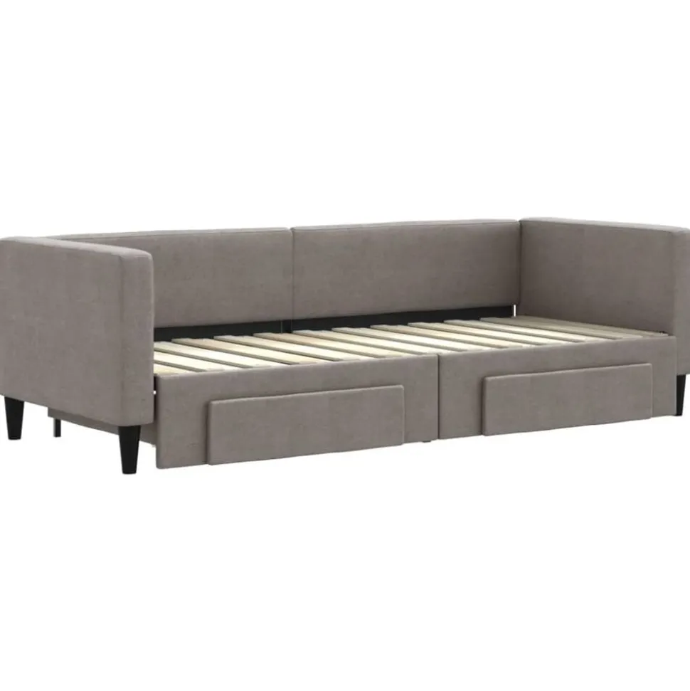 vidaXL Tagesbett Ausziehbar mit Schubladen Taupe 80x200 cm Stoff