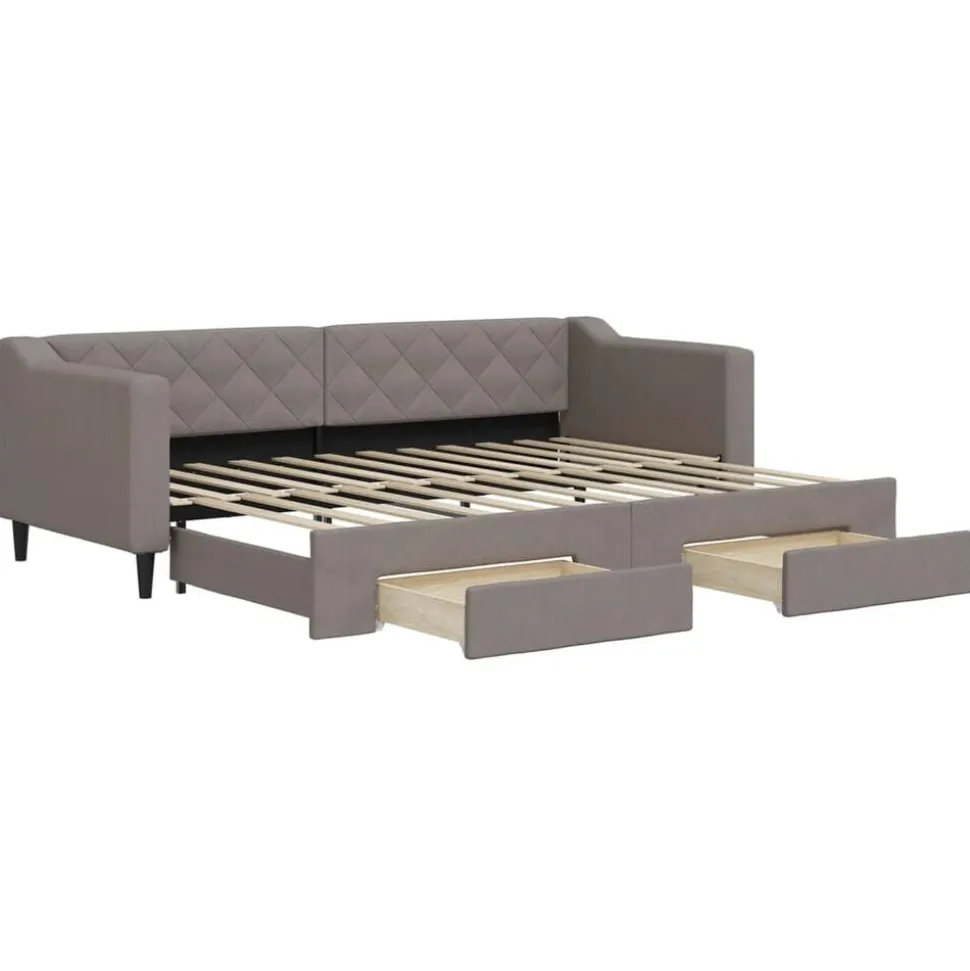vidaXL Tagesbett Ausziehbar mit Schubladen Taupe 80x200 cm Stoff