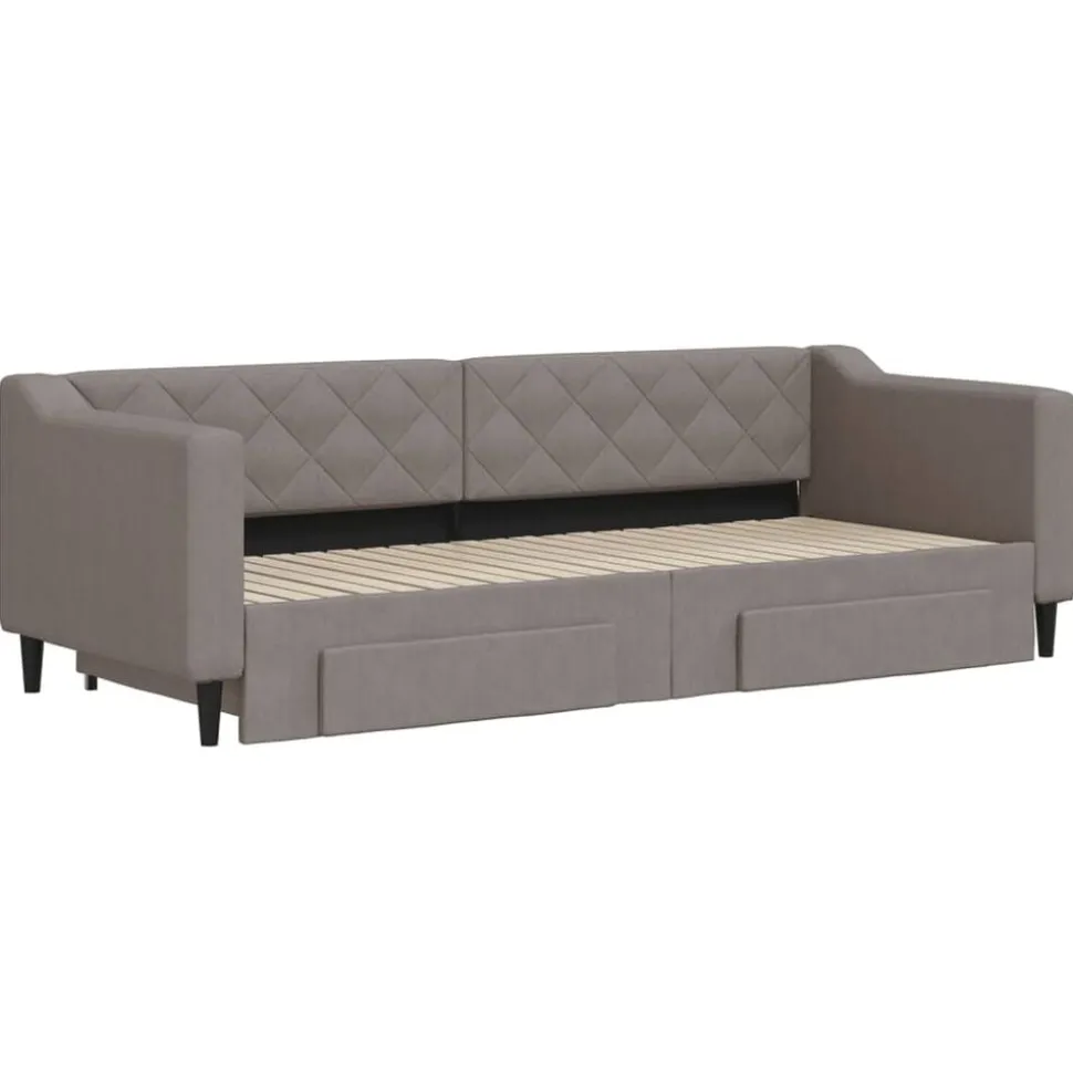 vidaXL Tagesbett Ausziehbar mit Schubladen Taupe 80x200 cm Stoff