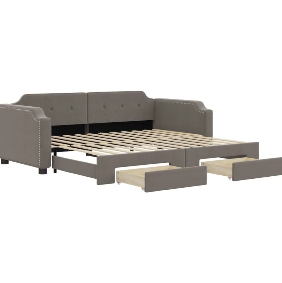 vidaXL Tagesbett Ausziehbar mit Schubladen Taupe 80x200 cm Stoff