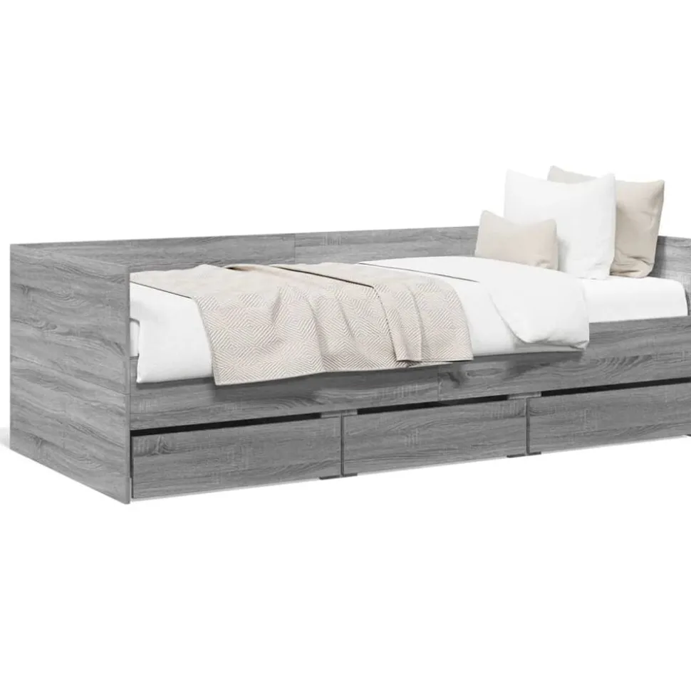 vidaXL Tagesbett mit Schubladen ohne Matratze Grau Sonoma 100x200 cm