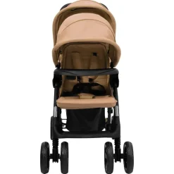 vidaXL Tandem-Zwillingskinderwagen Taupe Stahl