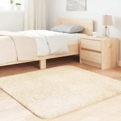 vidaXL Teppich Shaggy Hochflor NAVARRA Creme 120x120 cm Polyester