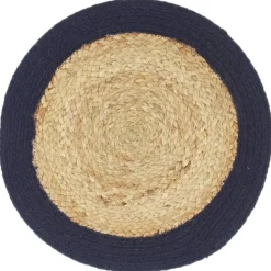 vidaXL Tischsets 4 Stk. Natur und Marineblau 38 cm Jute und Baumwolle