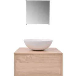 vidaXL 3-tlg. Badmöbel und Waschbecken Set Beige