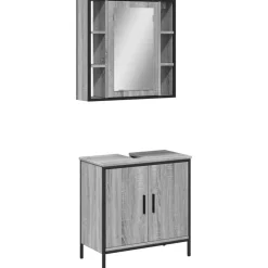 vidaXL 2-tlg. Badmöbel-Set Grau Sonoma Holzwerkstoff