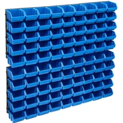 vidaXL 96tlg. Behälter-Set für Kleinteile mit Wandplatten Blau Schwarz