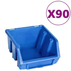 vidaXL 96tlg. Behälter-Set für Kleinteile mit Wandplatten Blau Schwarz
