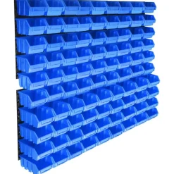 vidaXL 96-tlg. Behälter-Set für Kleinteile mit Wandplatten Blau