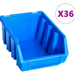 vidaXL 96-tlg. Behälter-Set für Kleinteile mit Wandplatten Blau