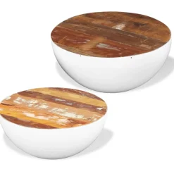 vidaXL 2-tlg. Couchtisch-Set Schalenform Altholz Massiv