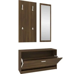 vidaXL 3-tlg. Flurmöbel-Set Braun Eichen-Optik Holzwerkstoff