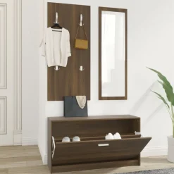 vidaXL 3-tlg. Flurmöbel-Set Braun Eichen-Optik Holzwerkstoff