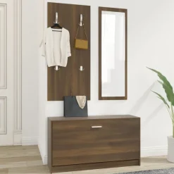 vidaXL 3-tlg. Flurmöbel-Set Braun Eichen-Optik Holzwerkstoff