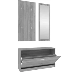 vidaXL 3-tlg. Flurmöbel-Set Grau Sonoma Holzwerkstoff