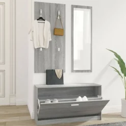 vidaXL 3-tlg. Flurmöbel-Set Grau Sonoma Holzwerkstoff
