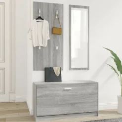 vidaXL 3-tlg. Flurmöbel-Set Grau Sonoma Holzwerkstoff