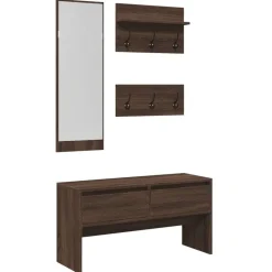 vidaXL 4-tlg. Garderoben-Set Braun Eichen-Optik Holzwerkstoff
