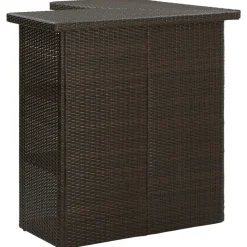 vidaXL 4-tlg. Gartenbar-Set mit Kissen Poly Rattan Braun
