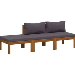 vidaXL 3-tlg. Garten-Lounge-Set mit Auflage Massivholz Akazie