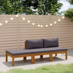 vidaXL 3-tlg. Garten-Lounge-Set mit Auflage Massivholz Akazie