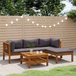 vidaXL 5-tlg. Garten-Lounge-Set mit Auflage Massivholz Akazie