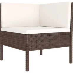 vidaXL 3-tlg. Garten-Lounge-Set mit Auflagen Poly Rattan Braun