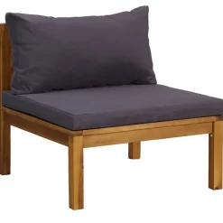 vidaXL 3-tlg. Garten-Lounge-Set mit Dunkelgrauen Kissen Akazienholz