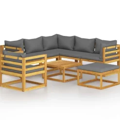 vidaXL 8-tlg. Garten-Lounge-Set mit Auflagen Massivholz Akazie