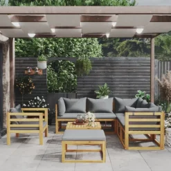vidaXL 8-tlg. Garten-Lounge-Set mit Auflagen Massivholz Akazie