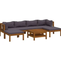 vidaXL 7-tlg. Garten-Lounge-Set mit Auflage Massivholz Akazie