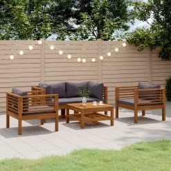 vidaXL 5-tlg. Garten-Lounge-Set mit Auflage Massivholz Akazie