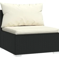 vidaXL 7-tlg. Garten-Lounge-Set mit Kissen Poly Rattan Schwarz