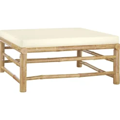 vidaXL 6-tlg. Garten-Lounge-Set mit Cremeweißen Kissen Bambus