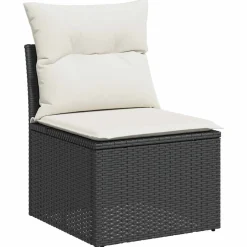 vidaXL 4-tlg. Garten-Sofagarnitur mit Kissen Schwarz Poly Rattan