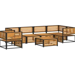 vidaXL 7-tlg. Garten-Sofagarnitur mit Kissen Massivholz Akazie