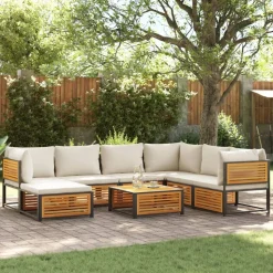 vidaXL 8-tlg. Garten-Sofagarnitur mit Kissen Massivholz Akazie
