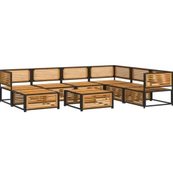 vidaXL 8-tlg. Garten-Sofagarnitur mit Kissen Massivholz Akazie