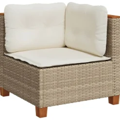 vidaXL 4-tlg. Garten-Sofagarnitur mit Kissen Beige Poly Rattan