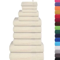 vidaXL 12-tlg. Handtuch-Set FROGN Creme 360 g/m²