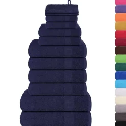 vidaXL 12-tlg. Handtuch-Set FROGN Marineblau 360 g/m²